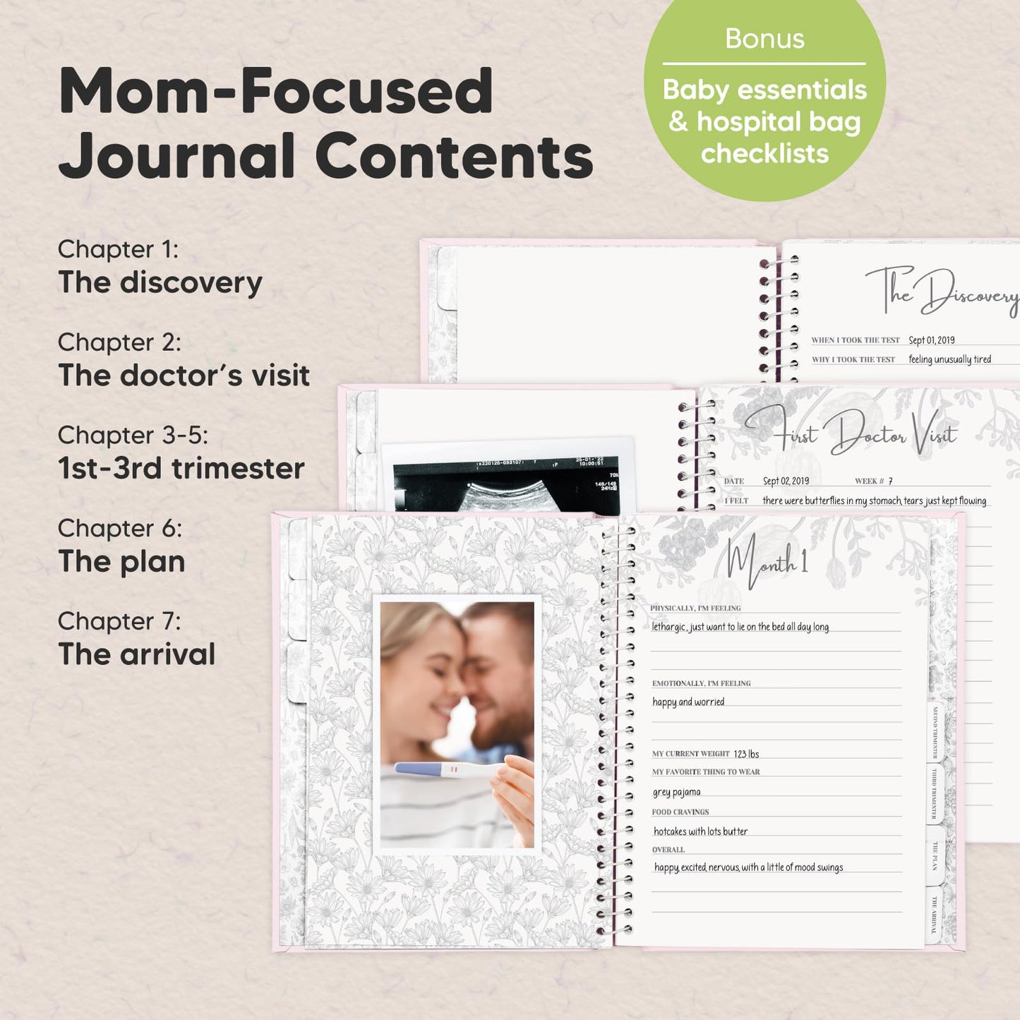 Pregnancy Journal, Pregnancy Announcements - 80 Pages Hard Cover Baby Books For Mom To Be Gift, Baby Memory Book Keepsake, Gender Reveal Gifts For New Moms, Mother's Day Gifts (Clay)