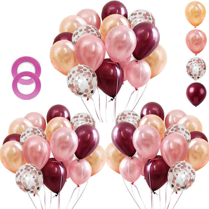 OuMuaMua 62Pcs Pink Gold Confetti Latex Balloons Kit, 12 Inch Pink White Gold Helium Balloons Party Supplies for Confession Proposal Wedding Girl Birthday Baby Shower Party Decoration