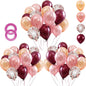 OuMuaMua 62Pcs Pink Gold Confetti Latex Balloons Kit, 12 Inch Pink White Gold Helium Balloons Party Supplies for Confession Proposal Wedding Girl Birthday Baby Shower Party Decoration