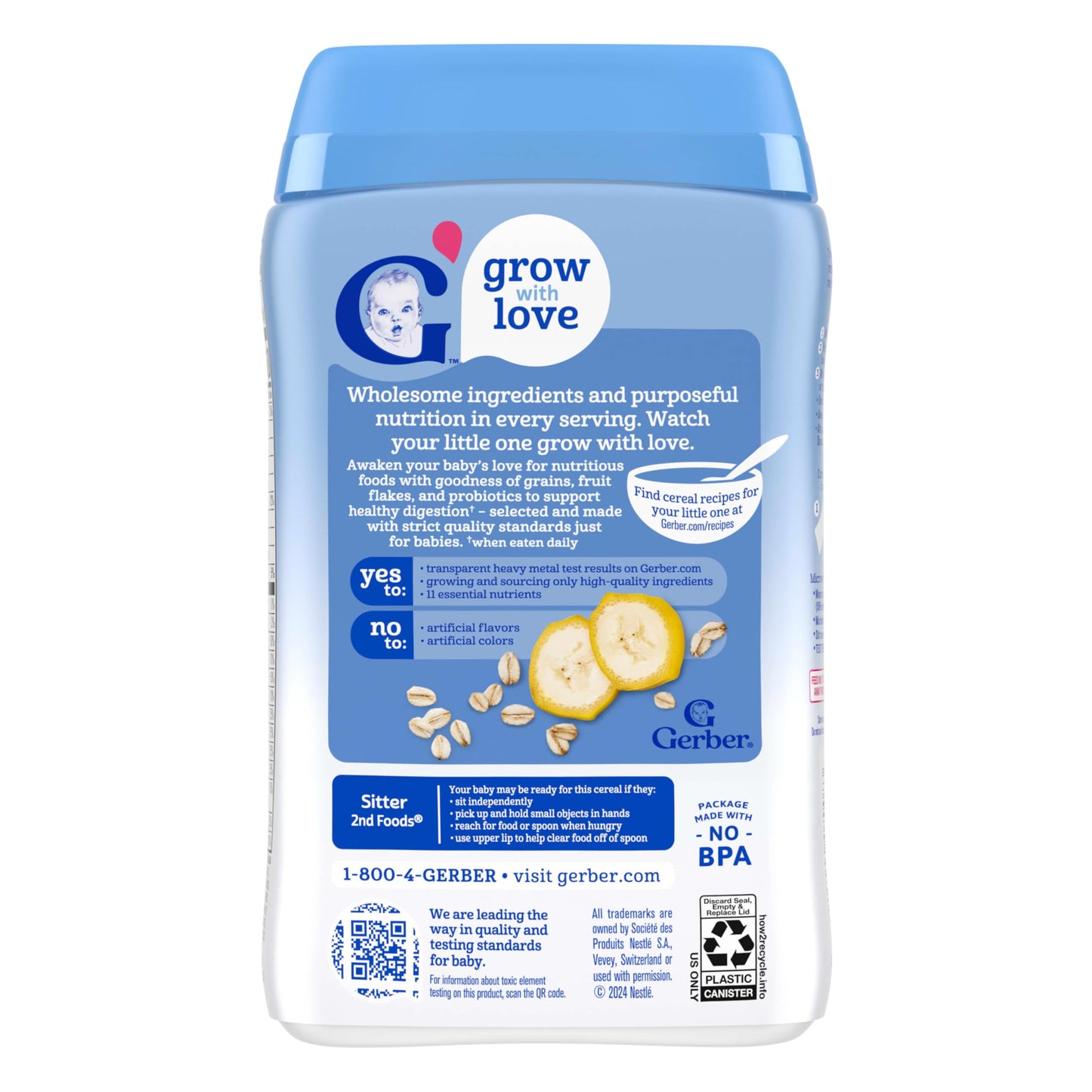 Gerber Stage 2 Baby Food, Oatmeal Banana Cereal, Probiotics Support Healthy Digestion, Baby Oatmeal Cereal