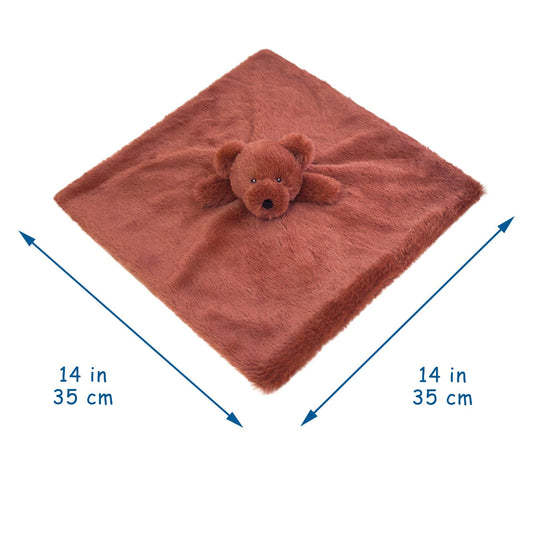 Baby Brown Teddy Bear Soft Stuffed Animal Security Blanket, Plush Bear Character Lovey Blanket, Baby Shower/Nursery Gift, Newborn Infant Toddler Snuggle Blankie for Girls Boys, 14 Inches