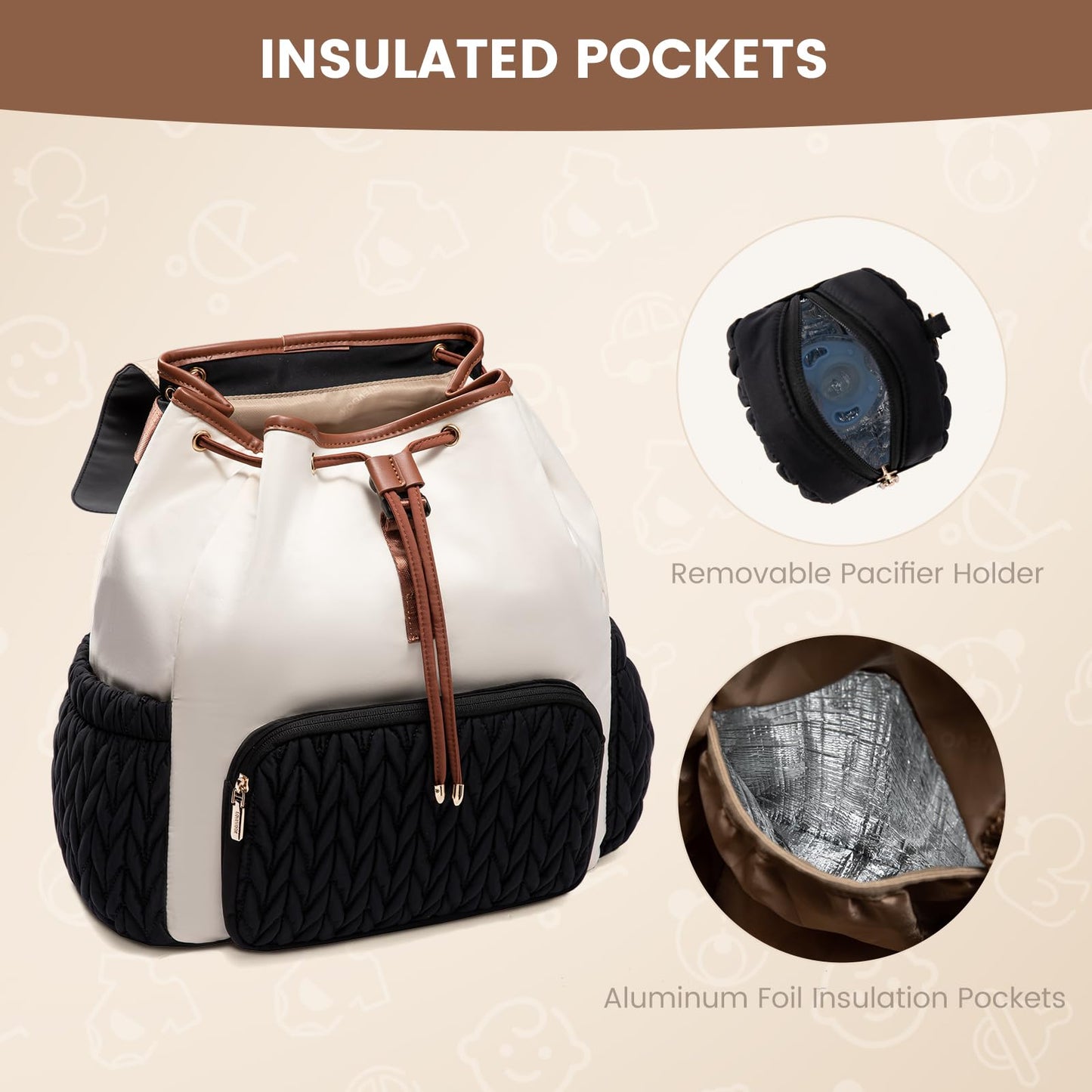 LOVEVOOK Diaper Bag Backpack, Small Baby Bag, Cute Baby Diaper Bag, Stylish Water-Resistant Travel Baby Bag for Mom, Baby Backpack with Changing Pad, Stroller Straps -Khaki