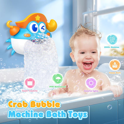 Bath Toys,Light Up Crab Bath Bubble Maker Baby Bath Toys for Kids Ages 1-3 4-8,Bath Bubble Machine with Colourful Light Bathtub Toddler Bath Toys Great Easter Basket Stuffers for Kids