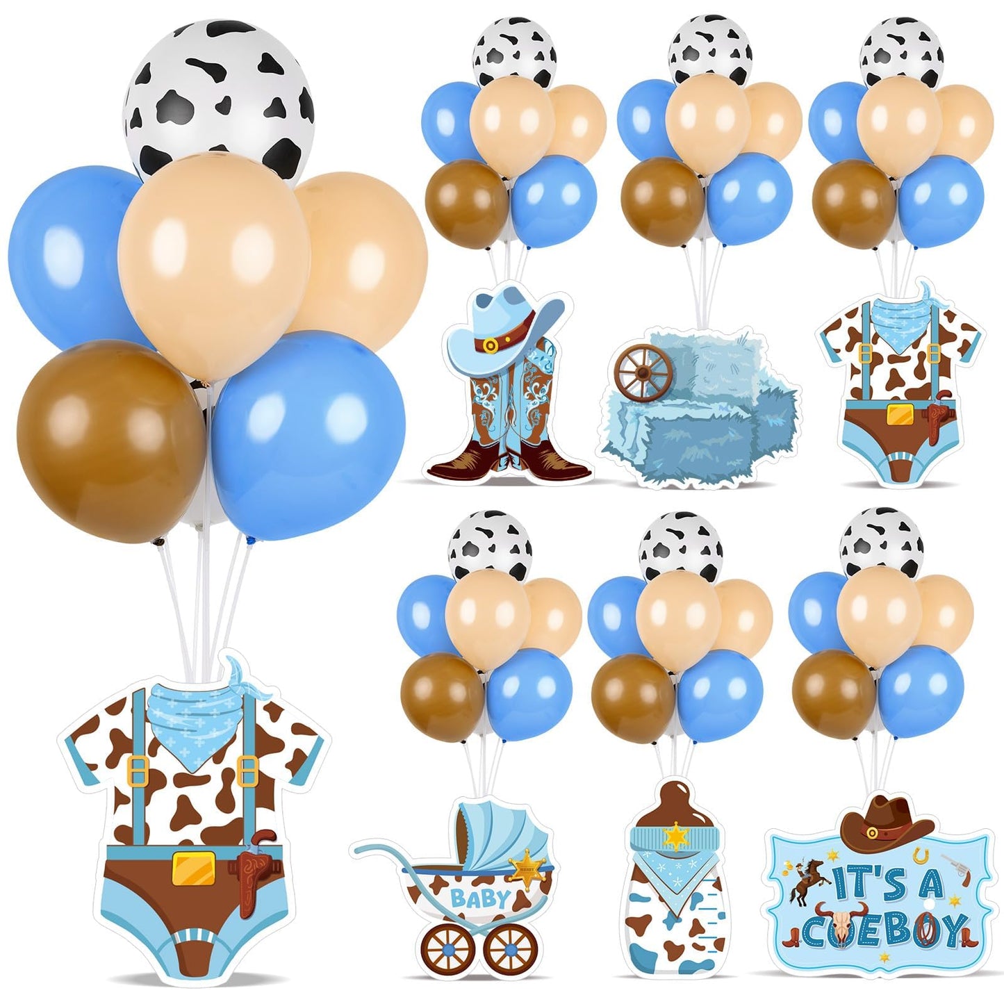 4 Sets Balloon Stand Kit for Table Bear Baby Shower Tables Centerpieces with Balloon Boy Baby Shower Decorations for Bear Theme Gender Reveal Birthday Party Table Decorations Supplies (Brown Bear, 4)