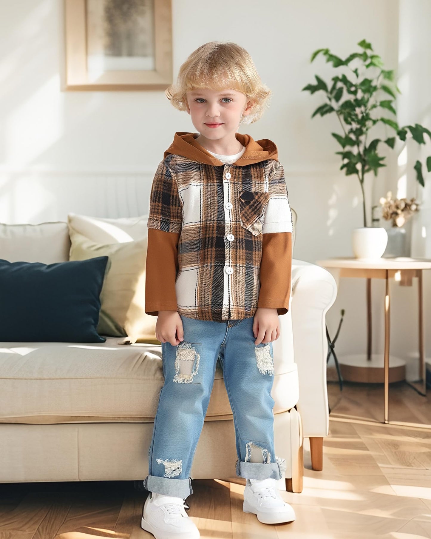 NZRVAWS Baby Boy Clothes Toddler Outfit Infant 6 12 18 24 Months2 3 4T Sweatsuit Ripped Jeans Fall Winter Clothing