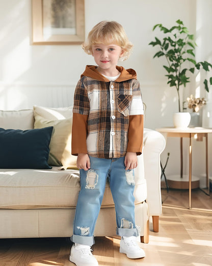 NZRVAWS Baby Boy Clothes Toddler Outfit Infant 6 12 18 24 Months2 3 4T Sweatsuit Ripped Jeans Fall Winter Clothing