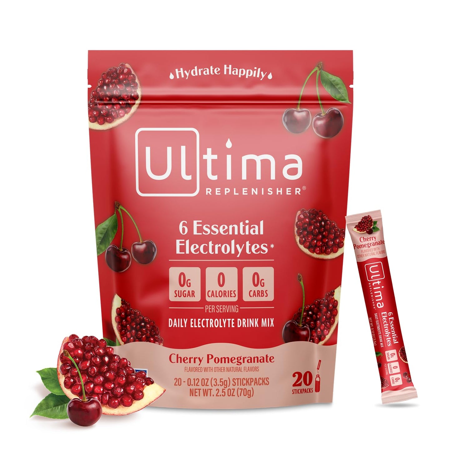 Ultima Replenisher Daily Electrolyte Powder Drink Mix – Tropical Variety, 20 Stickpacks – Hydration Packets with 6 Electrolytes and Minerals – Keto Friendly, Non-GMO and Sugar-Free