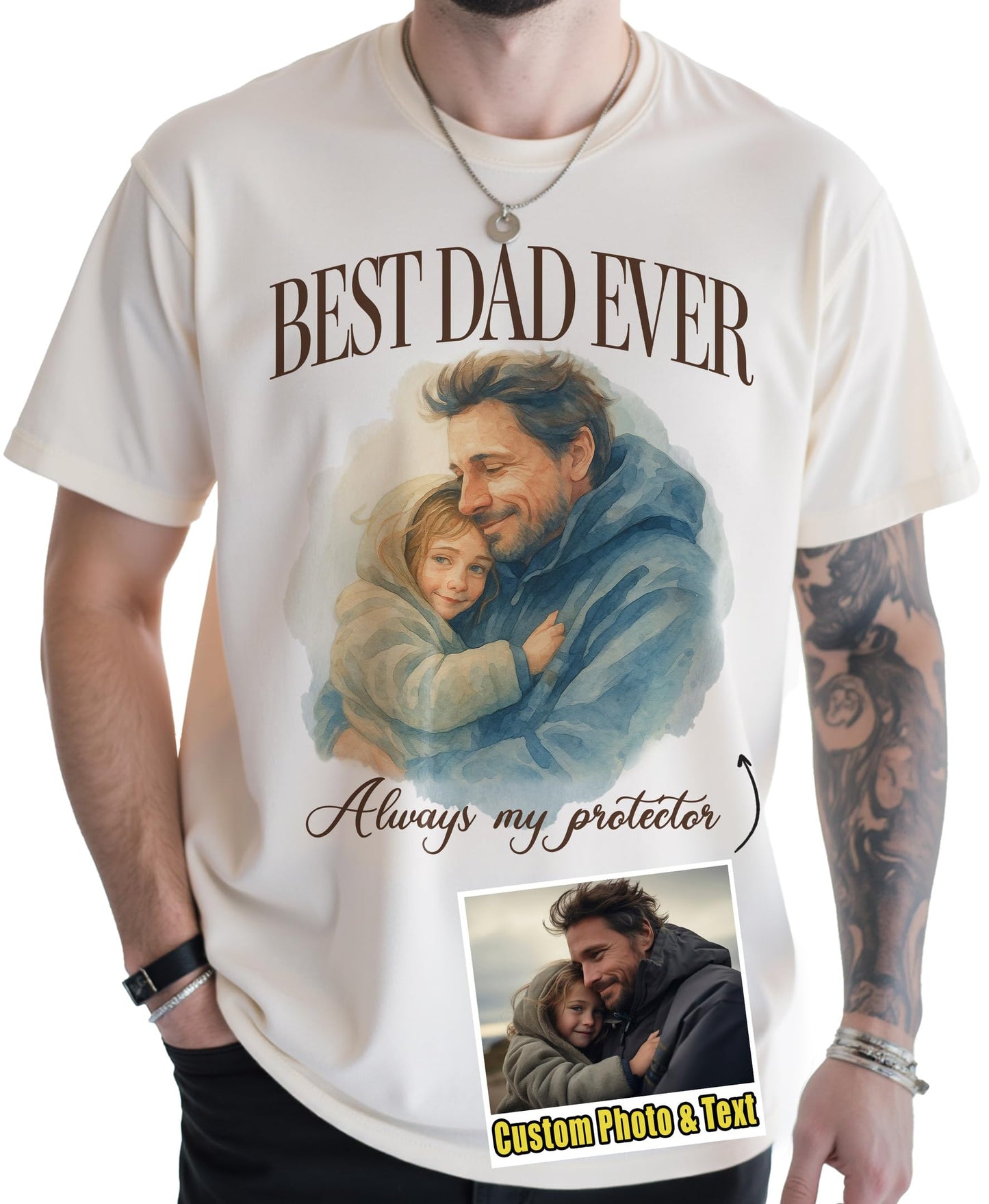 Custom Dad Shirt with Photo Text Custom Fathers Day Shirts for Dad from Son Daughter Mom, Personalized Gift for Father’s Day