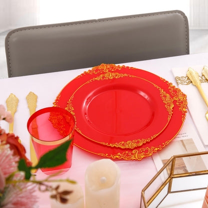 Morejoy 175PCS Rose Gold & Silver Plastic Dinnerware Set: 25 Plates, 25 Forks, 25 Knives, 25 Spoons, 25 Cups, 25 Napkins - Perfect for Wedding & Party