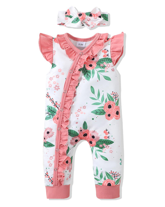 Mioglrie Newborn Baby Girl Clothes One Piece Jumpsuits Clothes Short Sleeve Rompers Summer Clothes for Baby