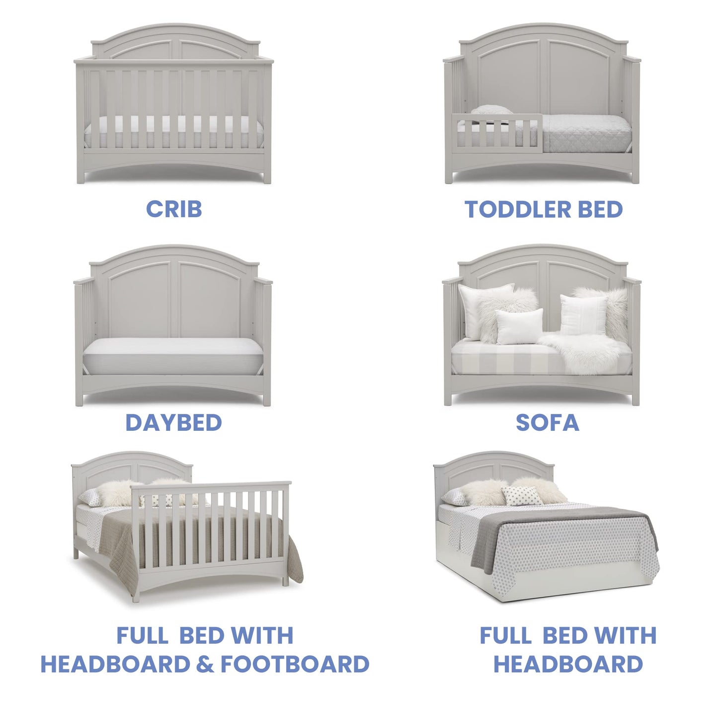 Delta Children Perry 6-in-1 Convertible Crib - Greenguard Gold Certified, Bianca White
