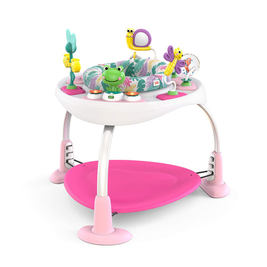 Bright Starts Bounce Bounce Baby 2-in-1 Activity Center Jumper & Table - Playful Pond (Green), 6 Months+