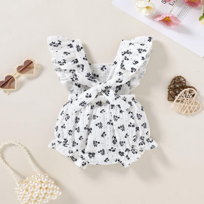 Happy Town Newborn Baby Girl Clothes Infant Summer Romper Sleeveless Floral Cute Outfits One Piece Jumpsuit Bodysuit