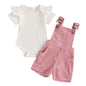 Adobabirl Baby Girl Summer Clothes Ribbed Short Sleeve Romper Bow Print Overalls Shorts Set Infant Cute Summer Outfits