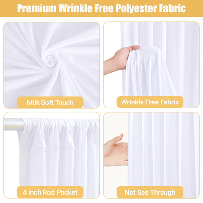 10x10ft Pink Backdrop Curtain with Lights String for Parties Wedding Wrinkle Free Soft Curtains Photo Backdrop Drapes for Girls Birthday Baby Shower Background Decorations 5x10ft, 2 Panels