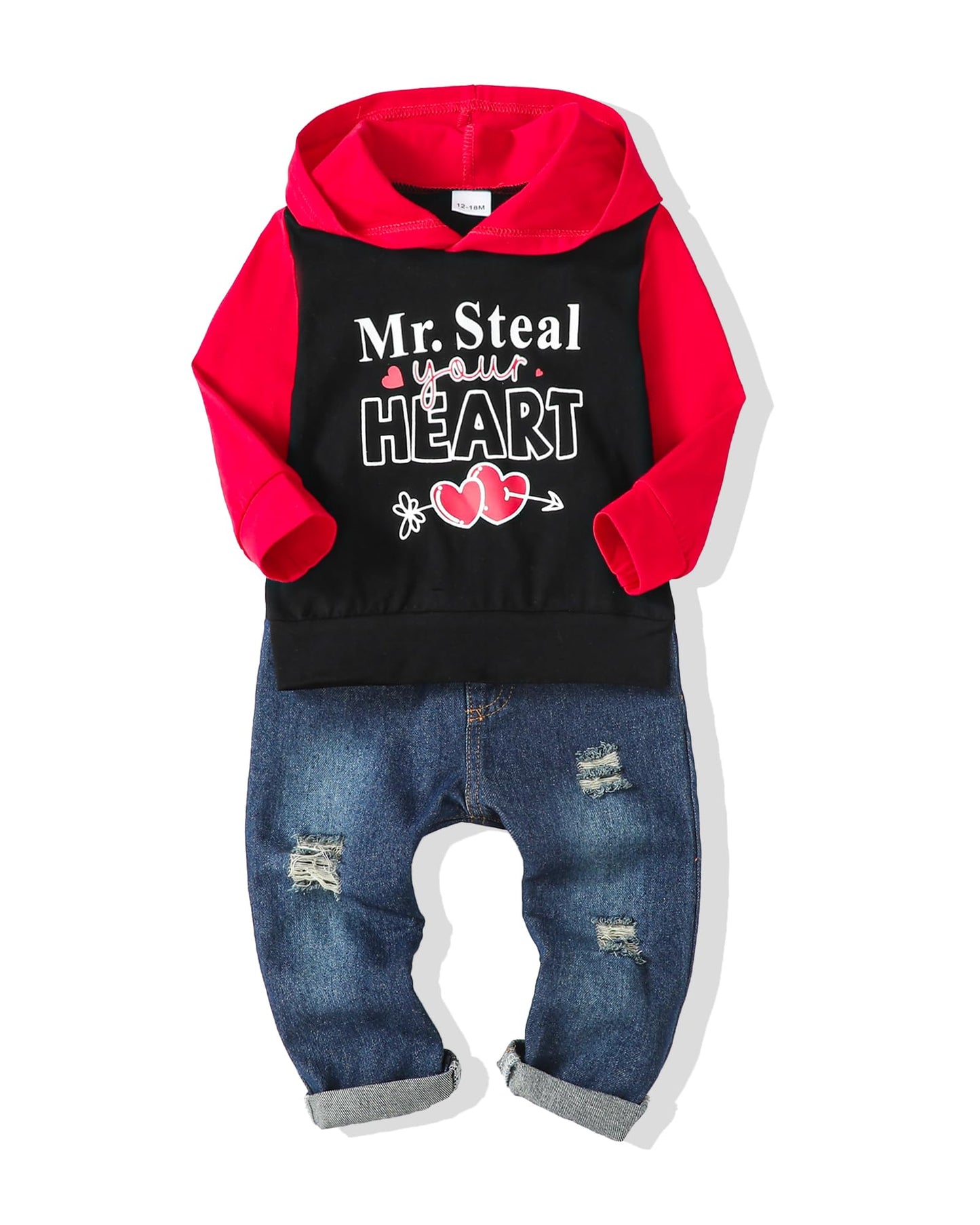 NZRVAWS Baby Boy Clothes Toddler Boy Outfit 2 3 4T 6 12 18 24 Month Fall Winter Hoodie Ripped Jeans Clothing