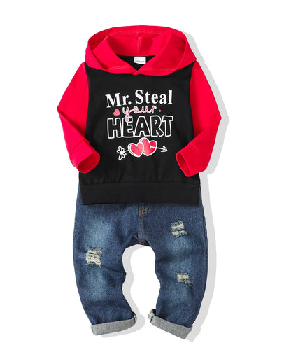 NZRVAWS Baby Boy Clothes Toddler Boy Outfit 2 3 4T 6 12 18 24 Month Fall Winter Hoodie Ripped Jeans Clothing