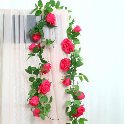 Felice Arts 2 Pack Pink Artificial Rose Garland Each 6.5FT Fake Rose Vine Hanging Floral Garland for Wedding Flowers Table Centerpiece Arrangement Baby Shower Decor