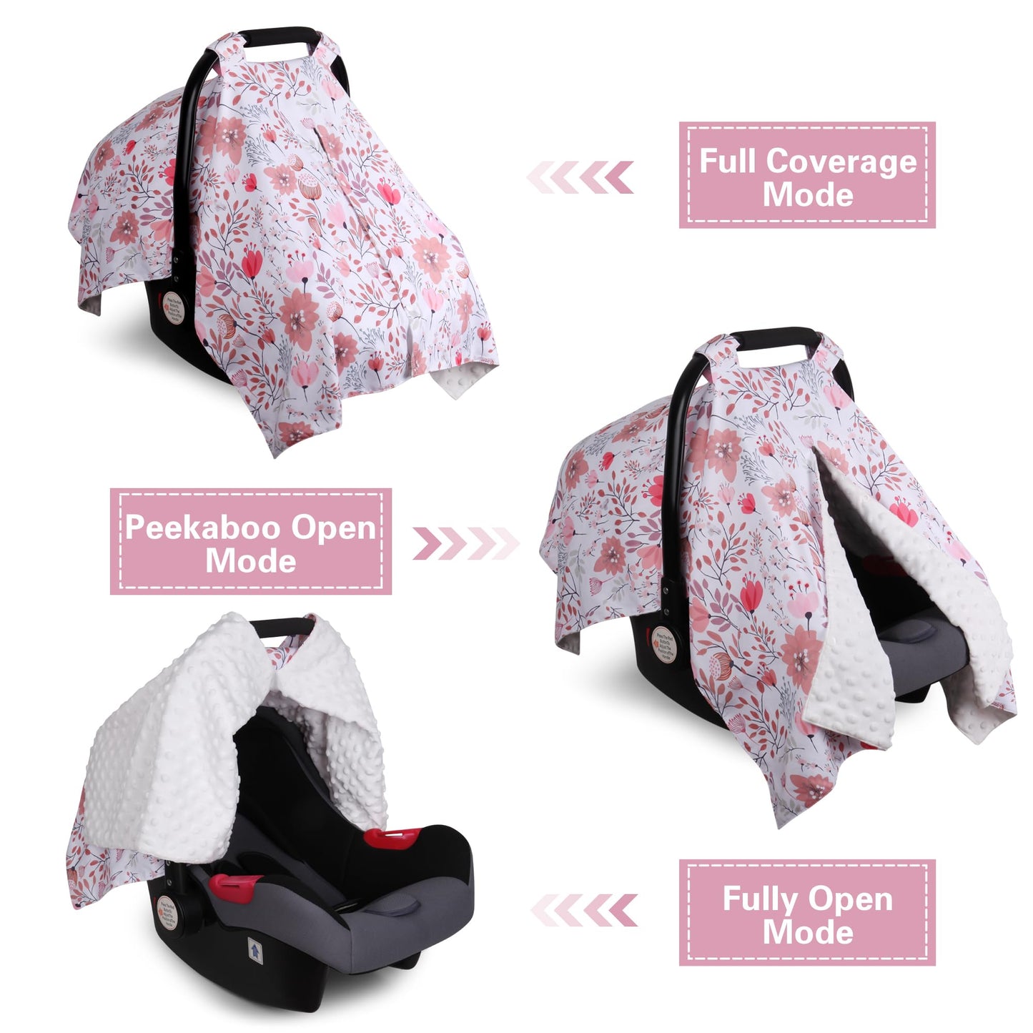 Rquite Car Seat Cover Baby, Carseat Covers Baby Boy, Minky Infant Car Seat Cover Winter, Peekaboo Opening Car Seat Canopy, Multi-use Baby Carrier, Stroller, Nursing Cover, Minky Blanket, Dinosaur