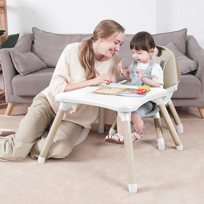 Gofirst 6 in 1 Baby High Chair,Convertible High Chairs for Babies and Toddlers/Booster Seat/Table and Chair Set,Baby Feeding Chair/5-Point Harness,4-Position Removable Tray&PU Cushion Baby Highchair