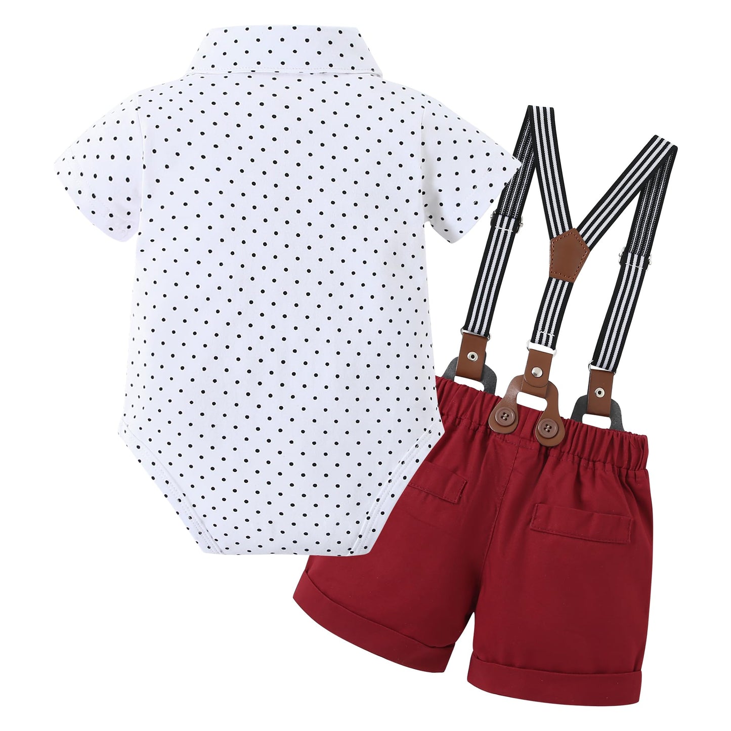 YUEMION Infant Baby Boy Clothes Gentleman Outfits Suits Summer Short Sleeve Bowtie Bodysuit Shirts + Suspender Shorts(0-24M)