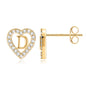 Anoup Heart Initial Stud Earrings - Gifts for Girls, Sterling Silver Post 14K Gold Plated All Over Hypoallergenic | CZ Simulated Diamond Stud Earrings | Birthday Gifts for Kids Toddlers Daughter