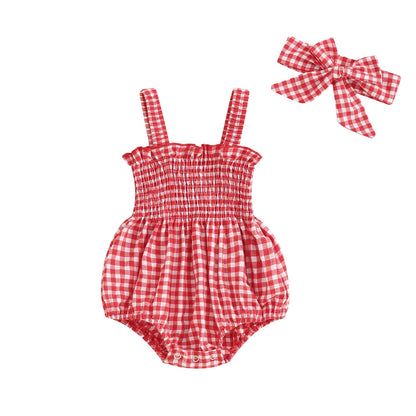 Newborn Baby Girl Bodysuit Sleeveless Halter Frill Romper One-piece Jumpsuit with Headband Summer Clothes Set