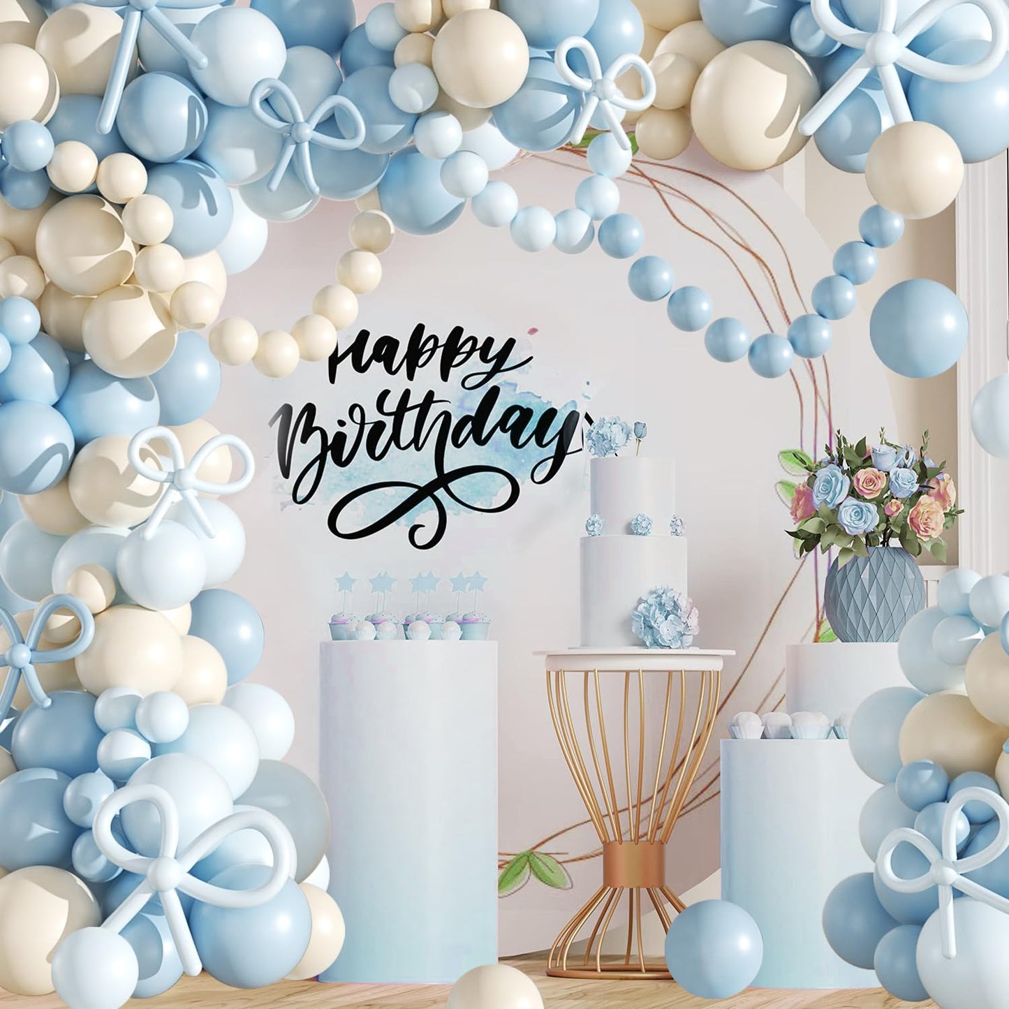Pink Balloon Garland Arch Kit, Coquette Birthday Decorations 176Pcs Bow Long Balloons White and Pink Different Sizes for Wedding Bridal Baby Shower Bachelorette Party