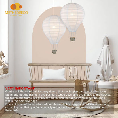 2PCS fabric Hot air balloon lampshade decorations hanging 14inch pendant light shade Gifts for kids Nursery kids living room chandelier new born baby room decor party decoration