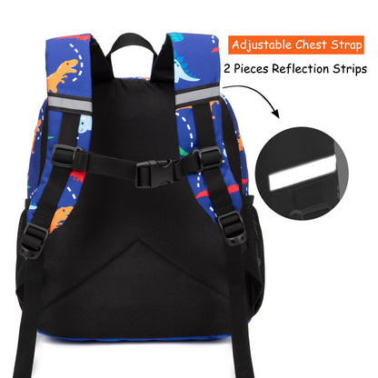 Toddler Backpack for Boys, 12 Inch Kids Dinosaur Backpack for Preschool or Kindergarten, Black