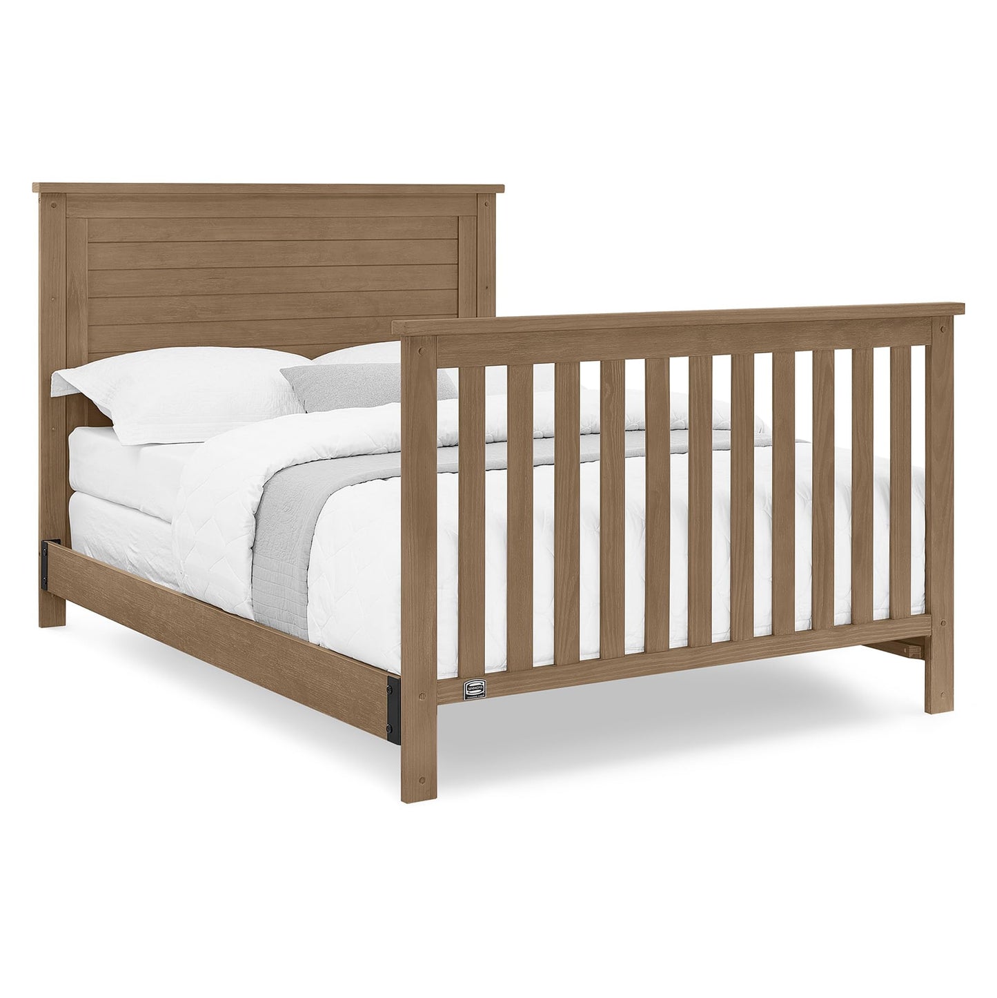 Delta Children Simmons Kids Caden 6-in-1 Convertible Crib with Trundle Drawer, Greenguard Gold Certified, Rustic Mist
