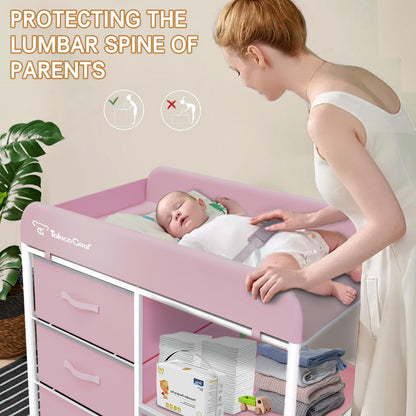 G TALECO GEAR Baby Changing Table, Portable Changing Table, Diaper Changing Station with Waterproof Pad, Changing Table Dresser with 3 Storage Baskets, Mobile Nursery Organizer for Newborn Essentials