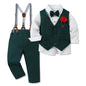 WESIDOM Toddler Boy Clothes Suit Formal Dress Shirt+Bowtie+Vest+Boutonniere+Suspender Pants Boys Gentleman Outfits Set