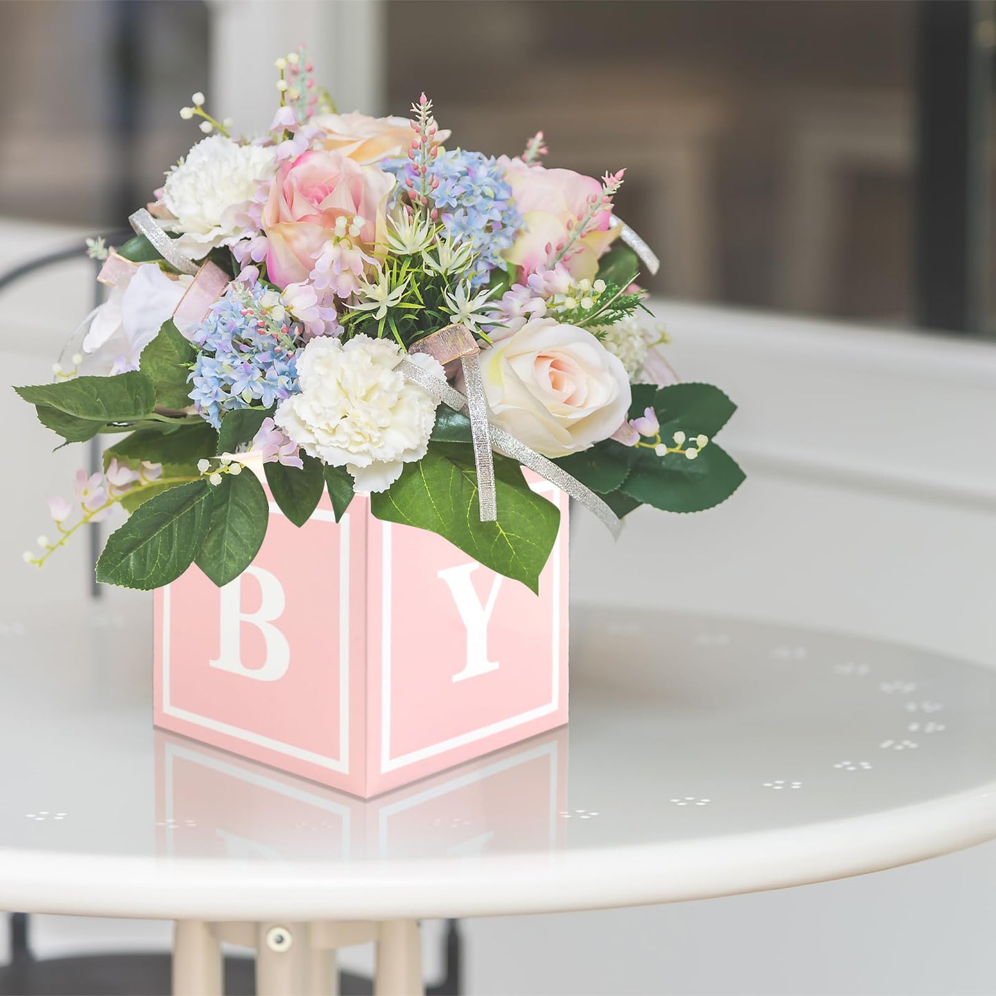 4 Pcs Baby Shower Flower Boxes Centerpieces Decoration Rose Gold Baby Block Floral Holder Centerpiece Baby In Bloom Gender Reveal Birthday Party Decors Table Display Its A Girl Its A Boy