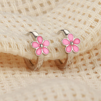 MILACOLATO 925 Sterling Silver Small Hoop Earrings Toddler 18K Gold Plated Huggie Hoop Earrings Daisy Flower Hoop Earrings for Women Hypoallergenic Earrings for Sensitive Ears