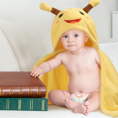 Hooded Baby Towels Boy for 0-6 Years, 50"x 32" Extra Large Toddler Bath Towels with Hood for Boys & Girls, 2-Pack Absorbent Thick Soft Gift for Kids Yellow Lion & Orange Monkey