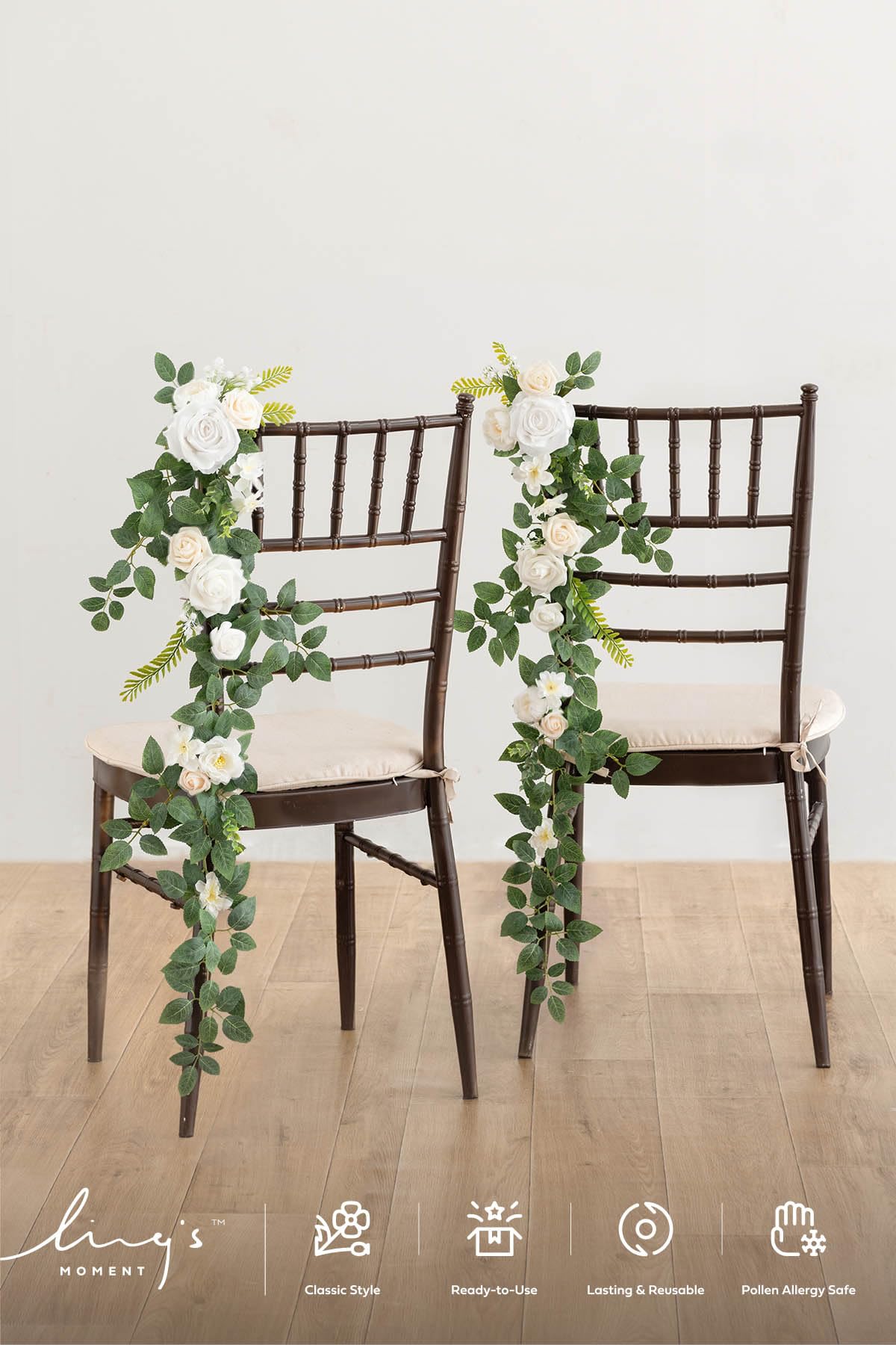 Ling's Moment 10pcs Wedding Chair Decorations Aisle Floral Swag Artificial Pew Flowers Hanging Garland Pink Blush & Cream For Ceremony Reception Church Rose Floral Faux Arrangement Party Outdoor Decor
