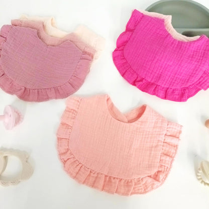 6 Pack Muslin Baby Bibs for Baby Girls, Muslin Bibs Drool Bandana Bibs (Sweet Pink)