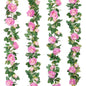 TELDRASSIL 4Pcs(26 FT) Artificial Rose Vine Fake Flower Garland Fake Silk Rose Hanging Vine for Wedding Party Background Arch Garden Background Decoration (Pink)