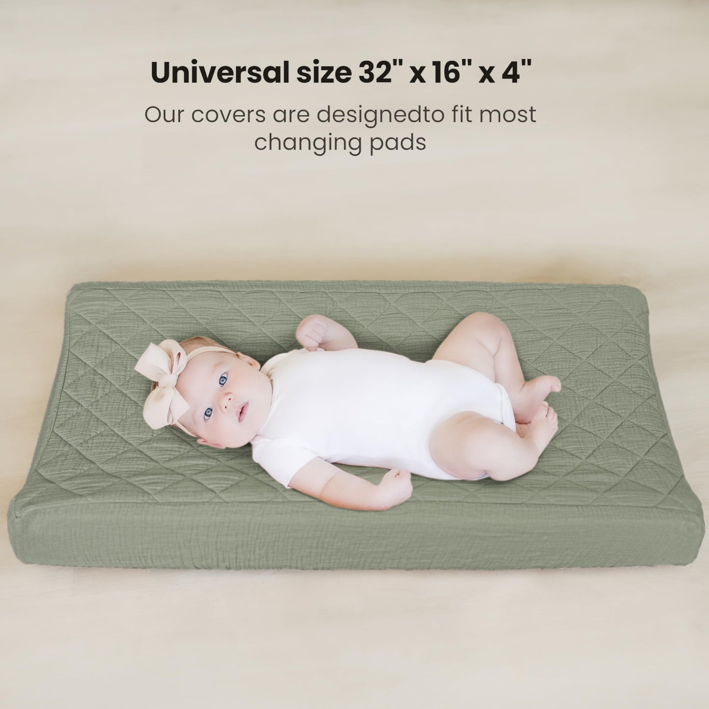 Konssy Waterproof Muslin Changing Pad Cover 2 Pack, Quilted Cotton Fitted Diaper Chang Table Cover, Soft Changing Pad Sheets for Girls Boys (Blossom,Pink)