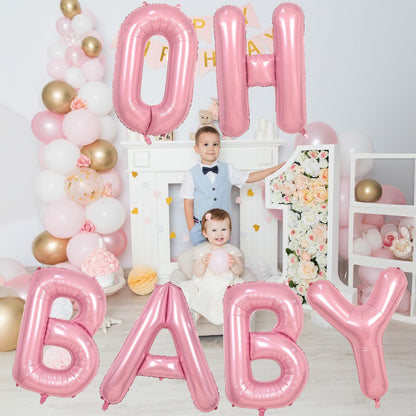 40 Inch Beige OH BABY Balloon for Baby Shower, Large Cream White Oh Baby Balloons Letters with Ribbon, Neutral Ivory Alphabet Oh Baby Balloon Banner Sign for Gender Reveal Backdrop Party Decorations