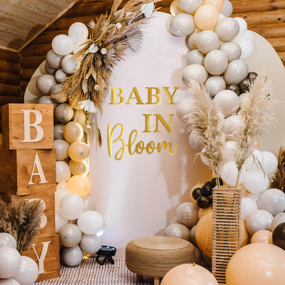 Oh Baby Decal Sign for Backdrop Gold Large Baby in Bloom Baby Shower Decorations Neutral Gender Reveal Decor with Transfer Paper