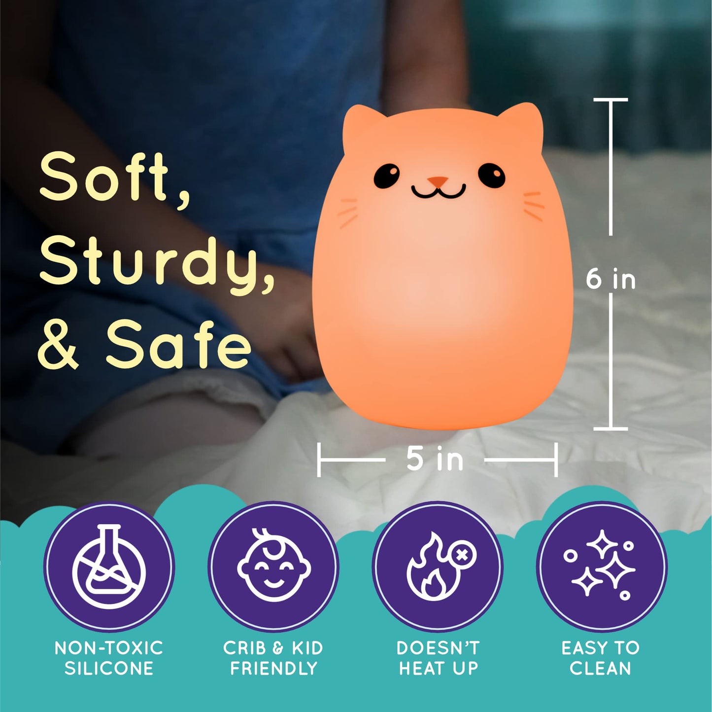 Lumipets Remote Control Silicone Night Light for Kids - Pig Design with 9 Soft Colors & Sleep Timer - Rechargeable, Battery-Operated Lamp for Bedroom | Baby Nursery, Toddler, Girls, Boys