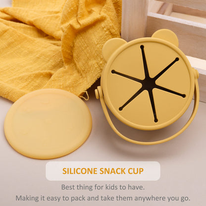 Silicone Snack Cups for Toddlers, Toddler Snack Containers, Baby Treat Catcher with DustProof Lid 2 Pack Dishwasher Safe and BPA Free 9 Oz