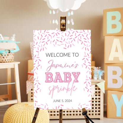 Personalized A Little Snowflake Is On The Way Welcome Sign, Pink, Girl, Winter Baby Shower Canvas