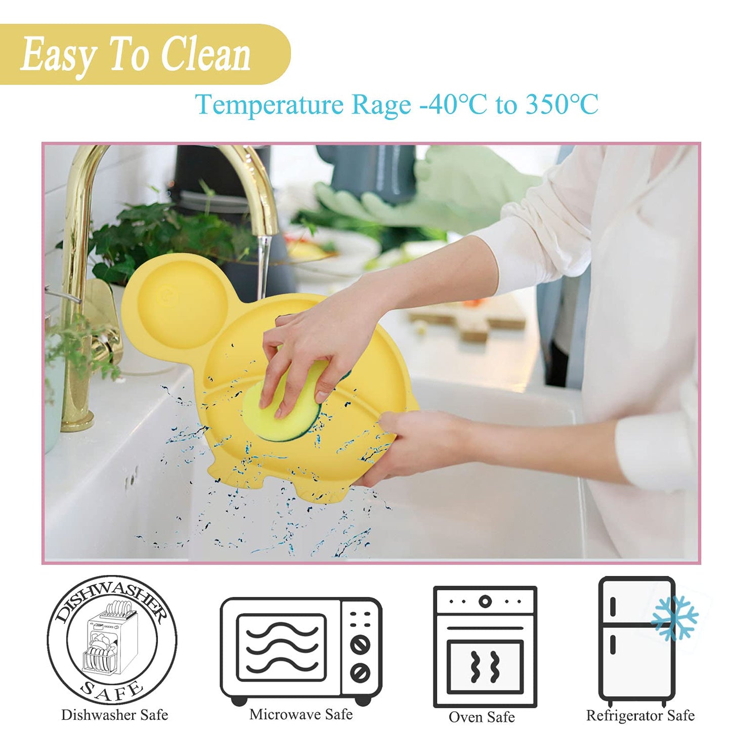 Silicone Suction Plates for Baby Toddler with Spoon Fork set Divided Dinosaurs Plates Self Feeding Training Baby Dinner Plate-Green Dinosaurs Plate Set