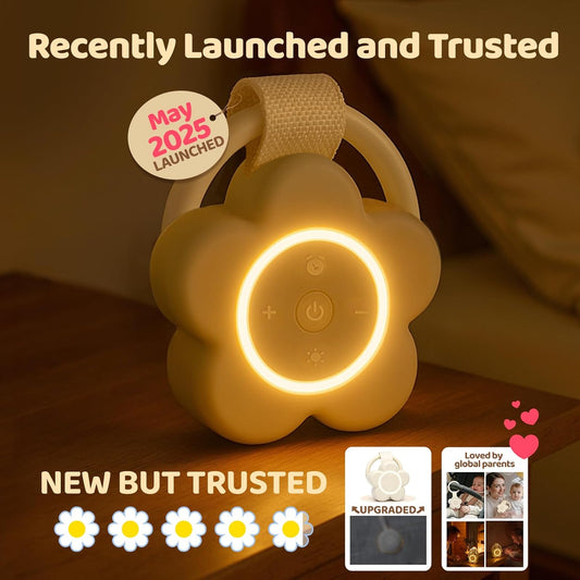 Portable White Noise Machine Baby Newborn Essentials & Adults - 25 Soothing Sounds | Rechargeable Travel Sound Machine Baby with Night Light | Timer & Volume Control | Nursery, Home, Sleep Aid