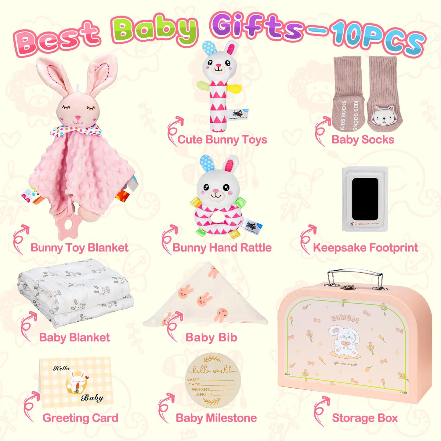 Baby Boy Gifts for Baby Shower, 10Pcs Newborn Baby Shower Boy Gift, Premium & Exquisite Welcome Baby Gift Basket Set Baby Boy Shower Gifts, Baby Boy Gift Basket Set & Baby Boy Gifts Set
