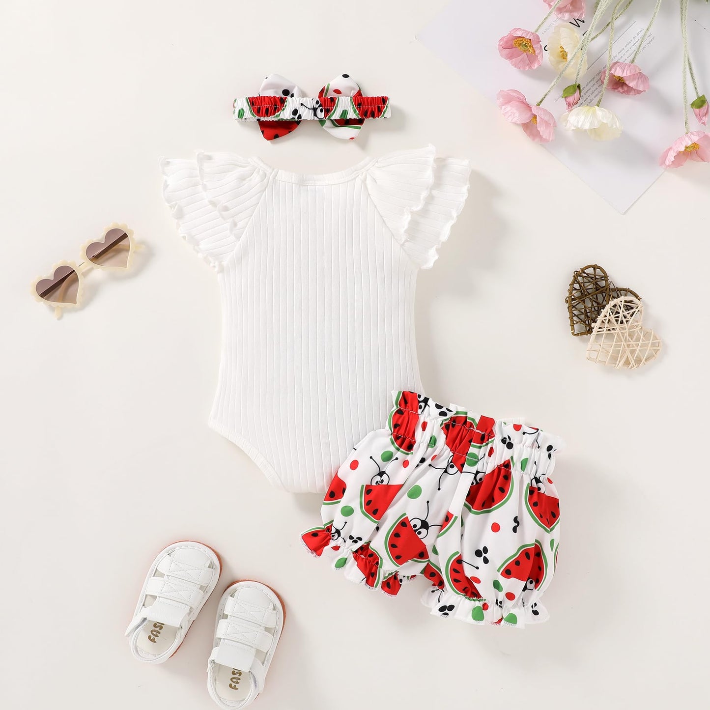 YOUNGER TREE Newborn Infant Baby Girl Clothes Romper Shorts Set Floral Summer Outfits Cute Baby Girl Clothing