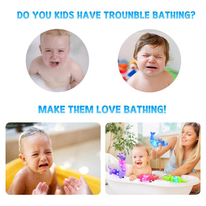 2025 Upgraded Baby Bath Toys,Educational Light Up Bath Toys for Kids 1-3, 4 Pcs Light Up Floating ,Stress Relief, Toddler Newborn Birthday Easter Baby Gifts